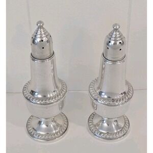 Empire Sterling Silver Vintage 242 Salt And Pepper Shaker Set Glass Lined